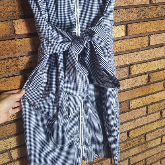 LDT Size 4 Blue And White Checkered Zippered Dress - Picture 2 of 7